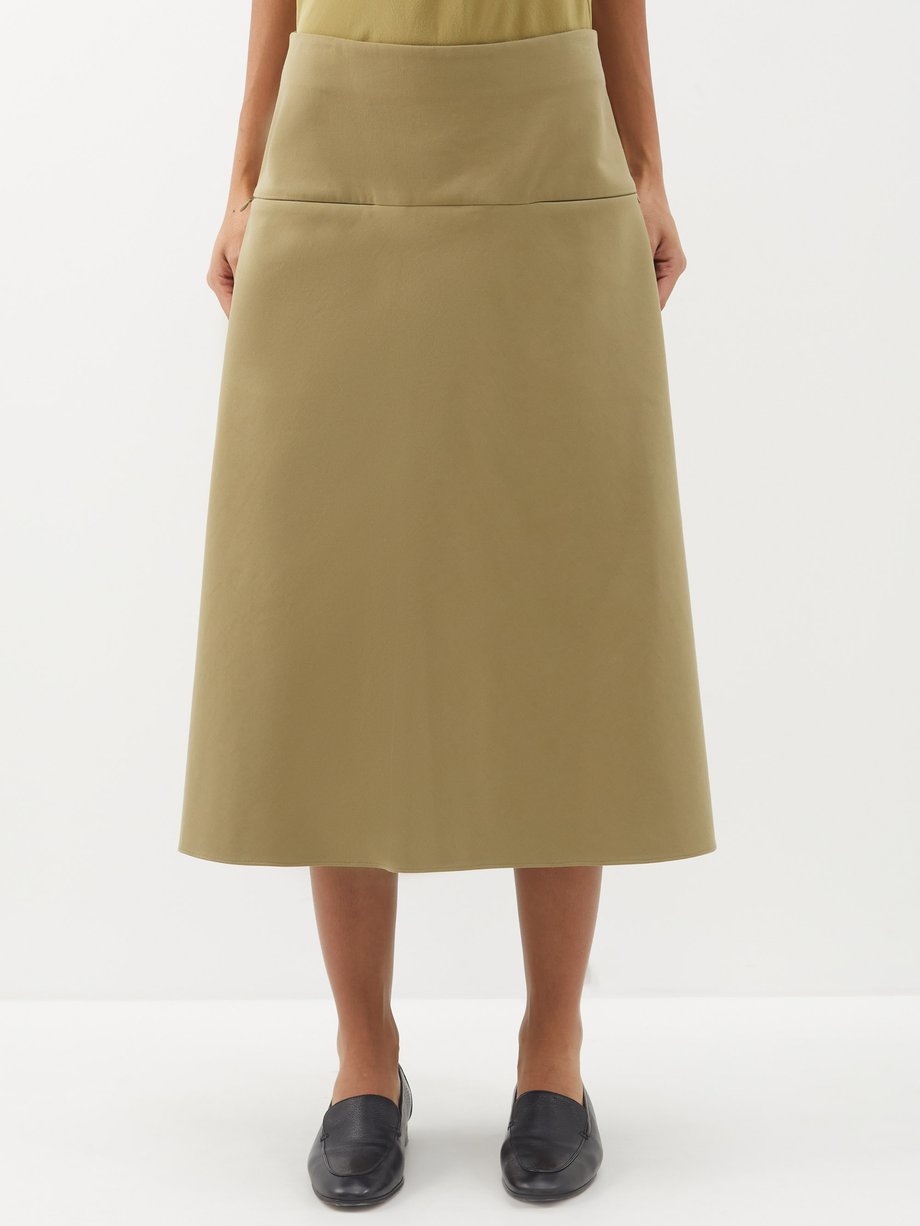 Another Tomorrow A-line hemp-blend midi skirt