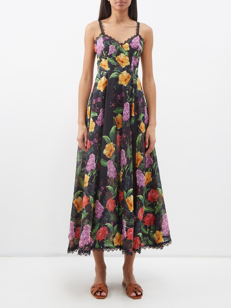 Black Iraso split-front floral-print cotton-blend dress | Charo Ruiz ...