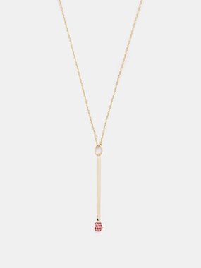Sydney Evan Matchstick ruby & 14kt gold chain necklace