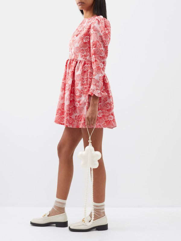 Batsheva Carmine floral-jacquard mini dress