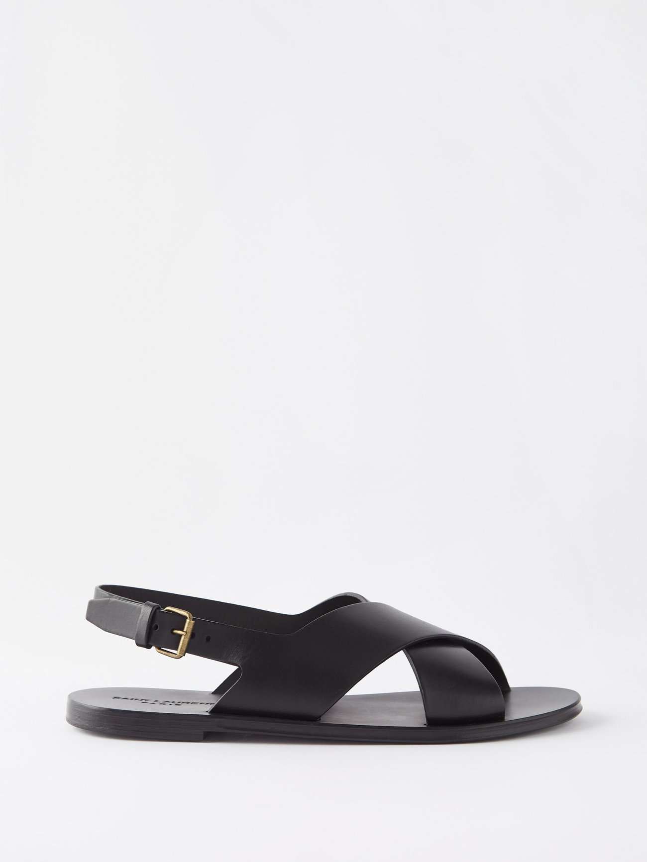 Black Mojave crossover-straps leather sandals | Saint Laurent | MATCHES UK