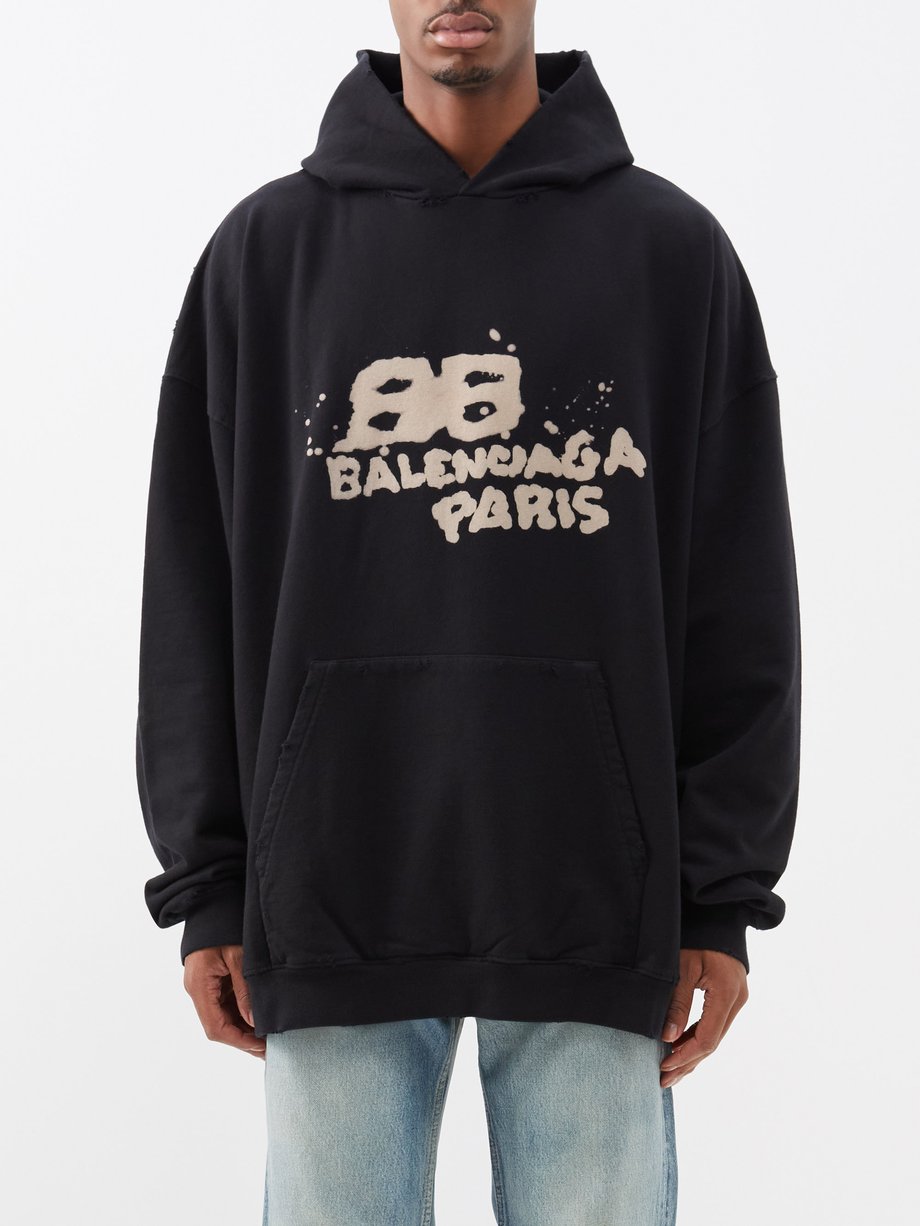 Black Logo-print baggy cotton-jersey track pants, Balenciaga