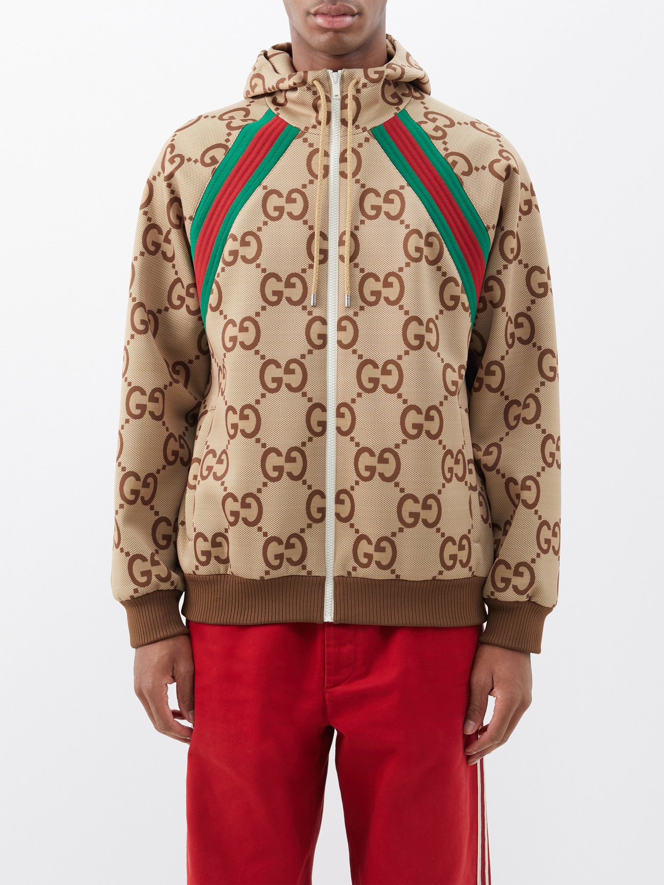 Gucci Unisex GG Hooded Jacket in Beige