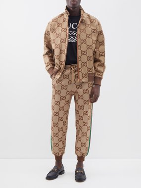 Gucci Gg-jacquard Cotton-ripstop Cargo Trousers In Green