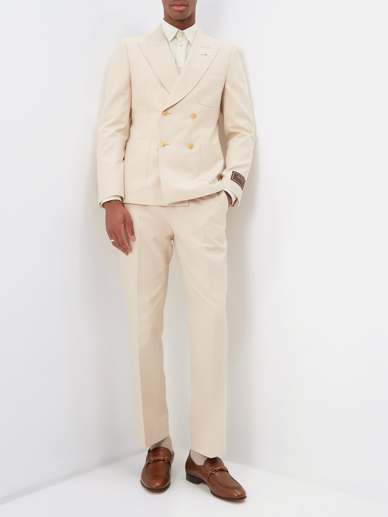 Gucci Double-breasted Horsebit Cotton-blend Suit Jacket