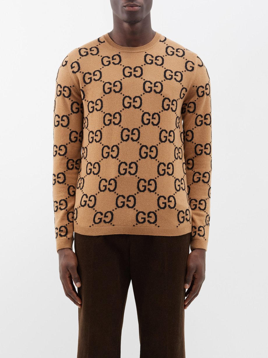 Camel GG-jacquard wool sweater | Gucci | US
