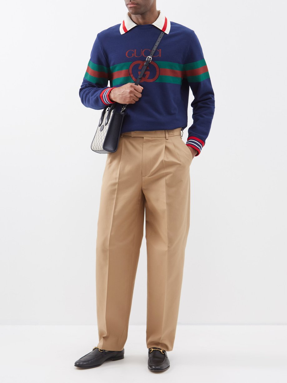 Beige Pleated cotton trousers, Gucci