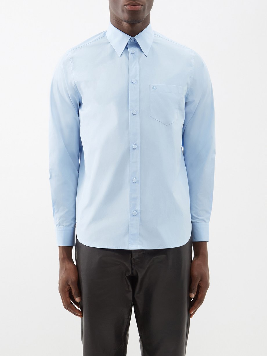 Blue Patch-pocket cotton-Oxford shirt | Gucci | MATCHES UK