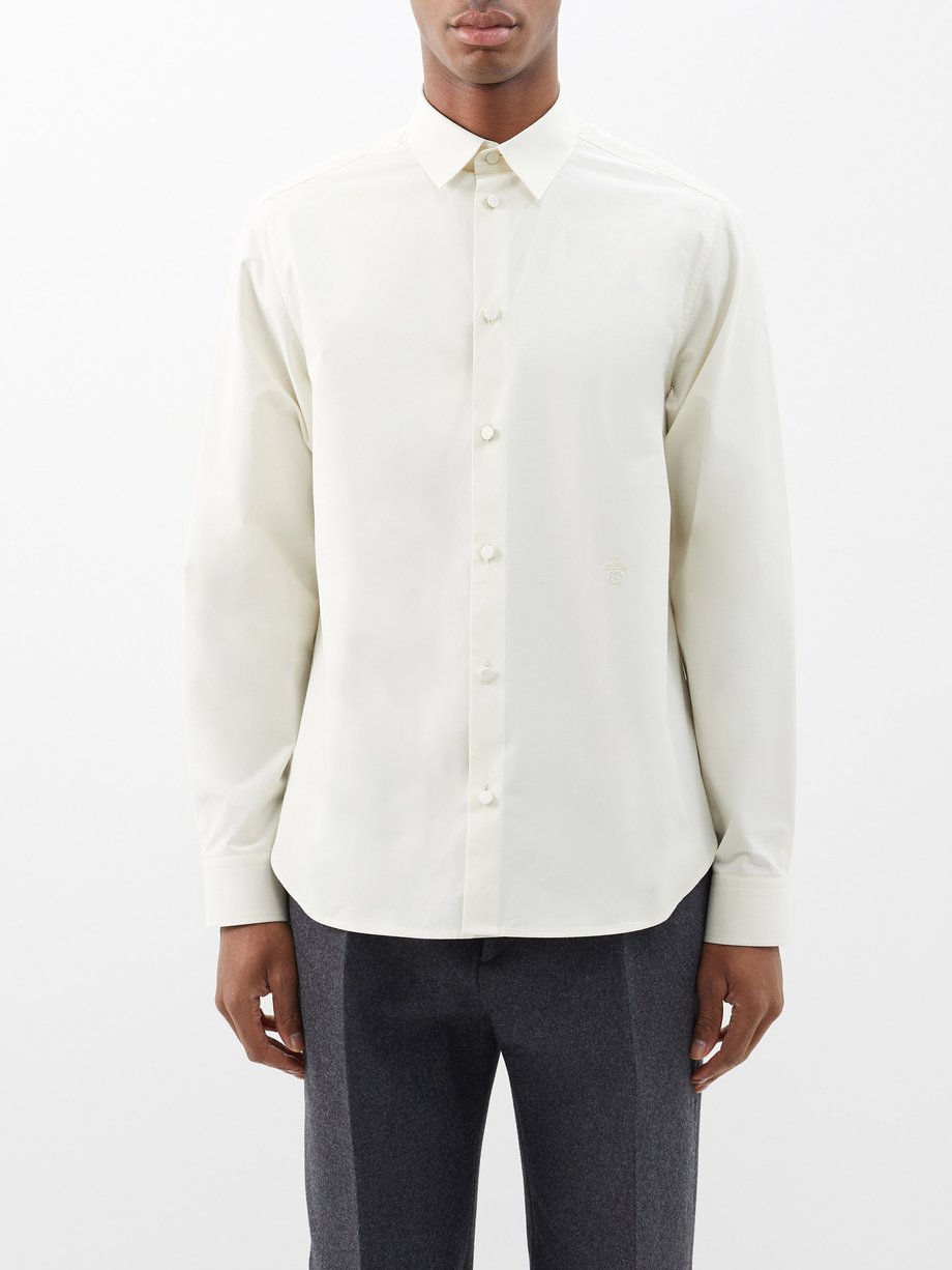 White Logo-embroidered cotton-poplin shirt | Gucci | MATCHESFASHION US