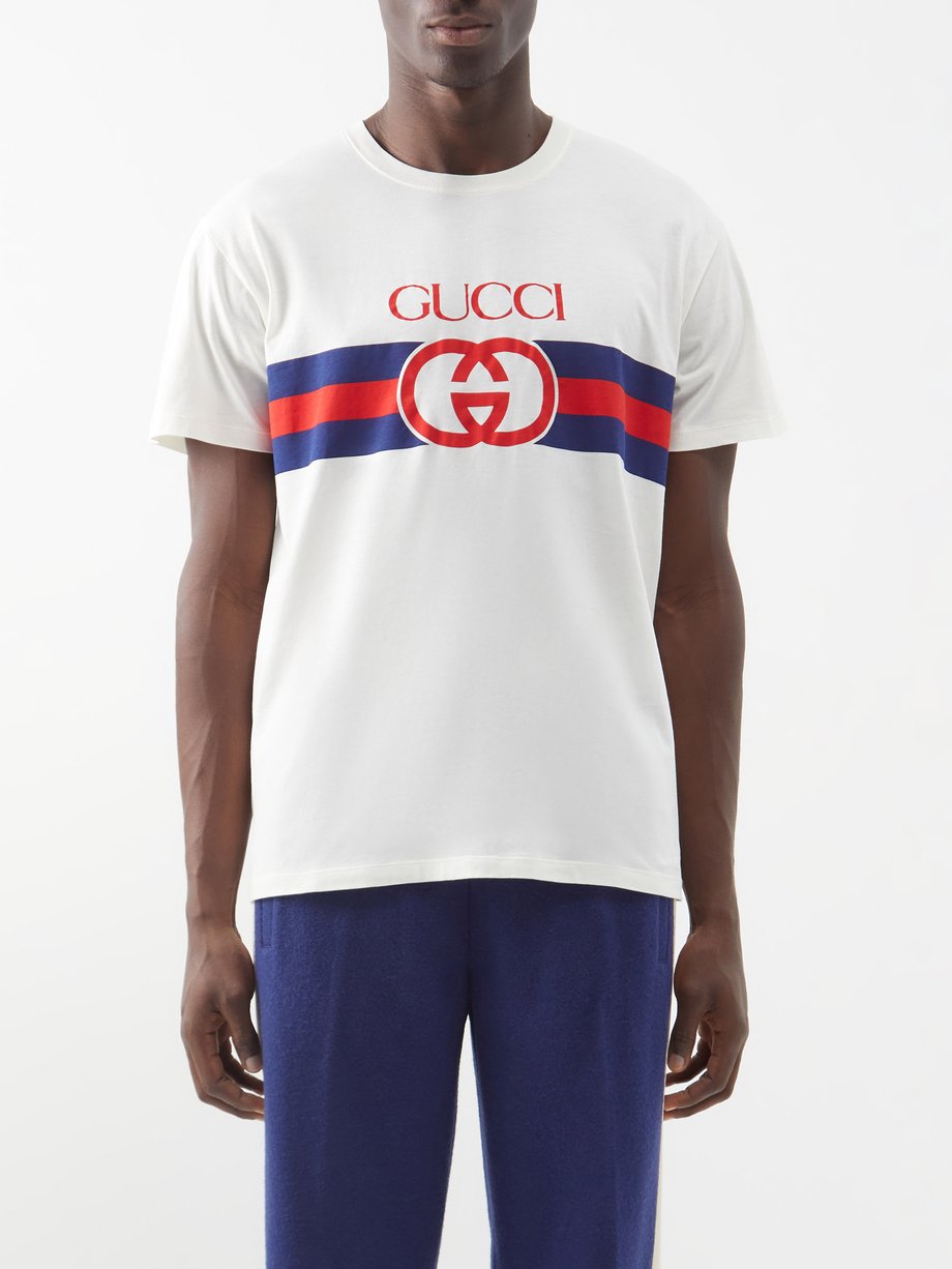 White Logo-print cotton-jersey T-shirt, Gucci