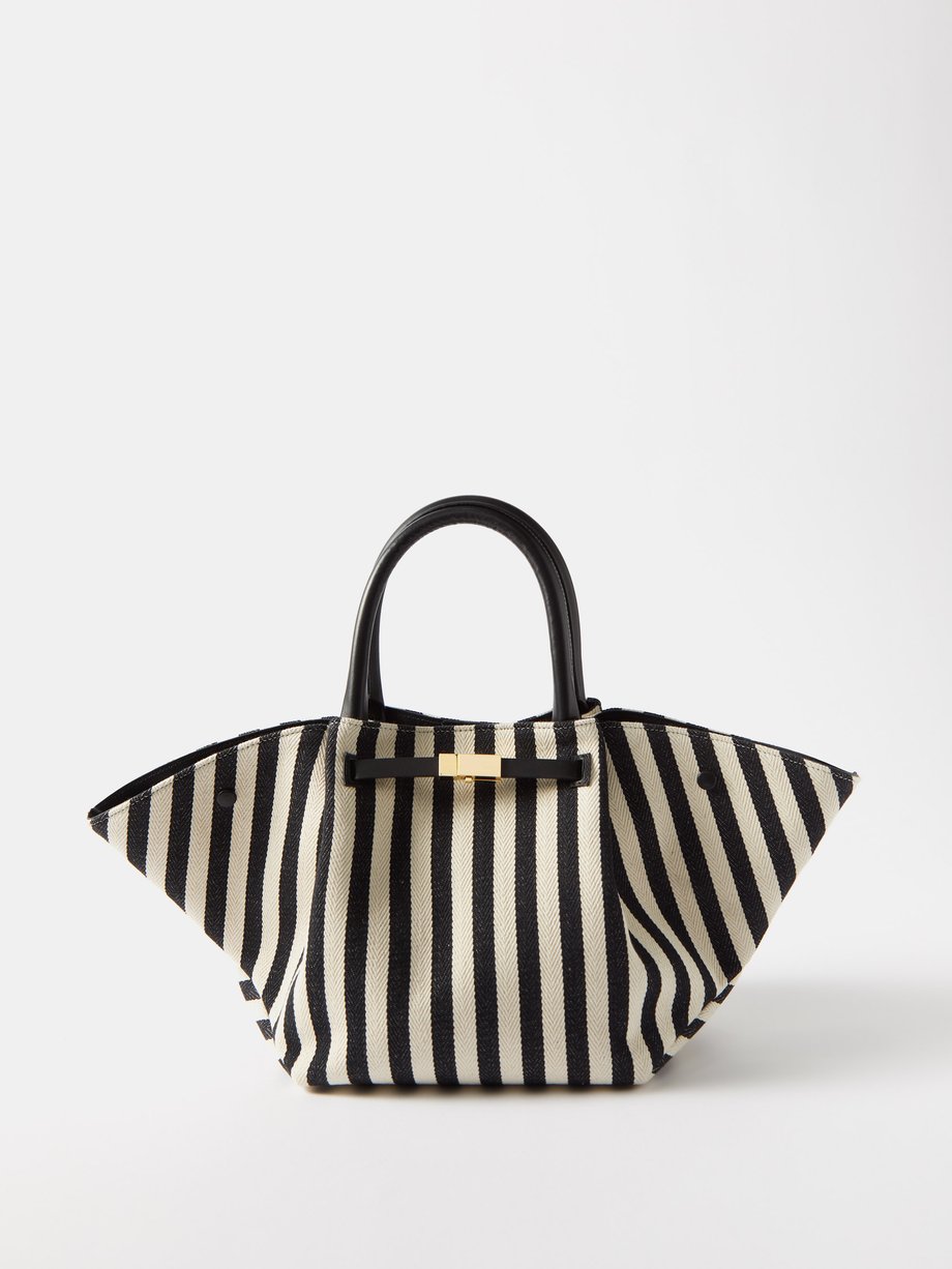Black New York medium striped canvas shoulder bag | DeMellier ...