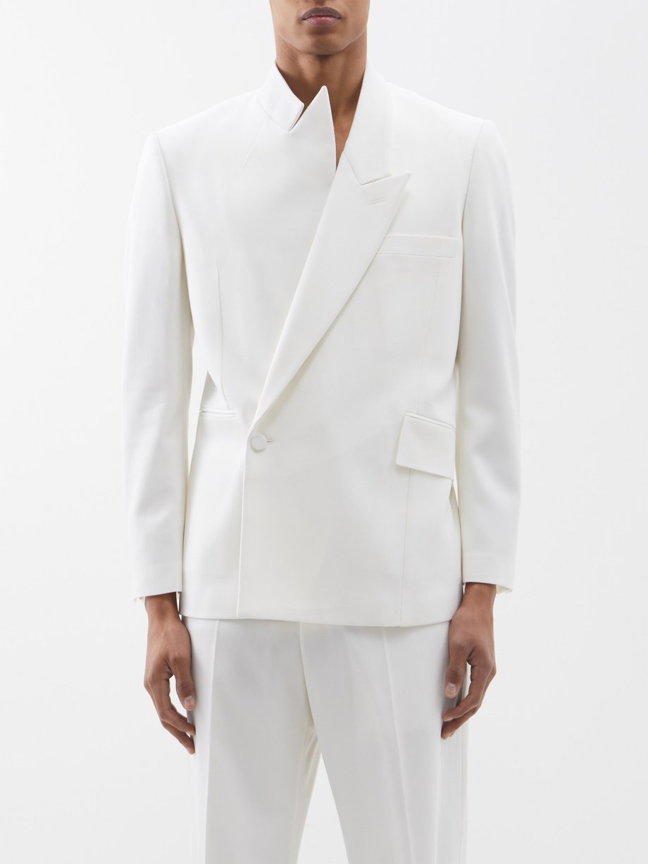 Arashigaoka Paar Versterken White Double-breasted asymmetric wool blazer | Alexander McQueen |  MATCHESFASHION US