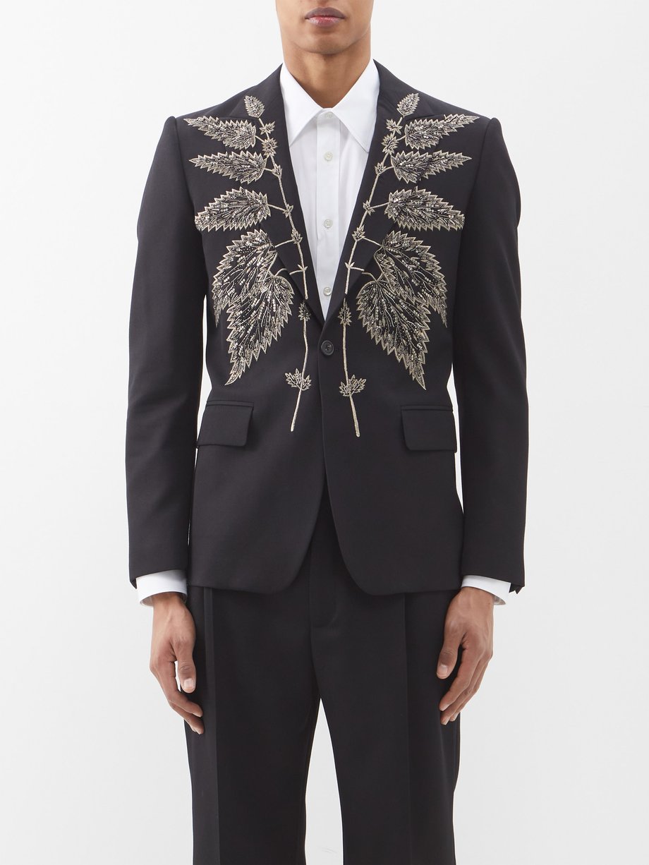 Single-breasted embroidered wool blazer | McQueen | MATCHESFASHION US