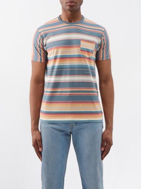 Blue Serape patch-pocket striped cotton-jersey T-shirt | RRL