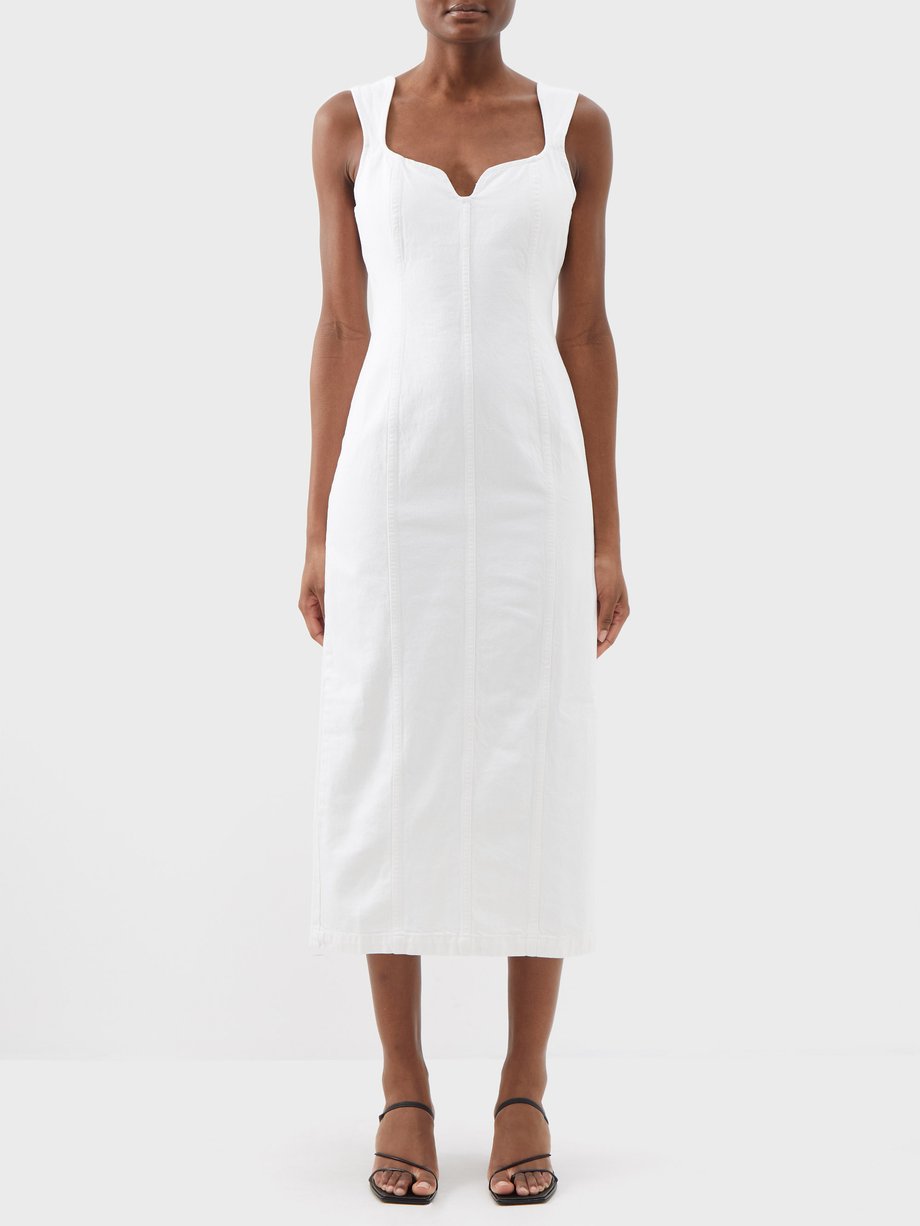White Indya organic-cotton denim midi dress | Mara Hoffman | MATCHES UK