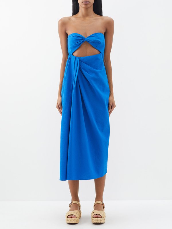 Blue Samara bandeau cutout organic-cotton dress | Mara Hoffman | MATCHES UK