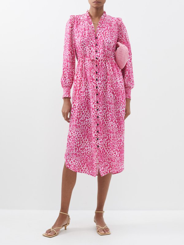 Cefinn Stella leopard-print silk midi dress