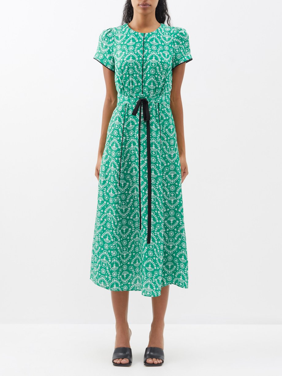 Green Rosie printed poplin midi dress | Cefinn | MATCHES UK