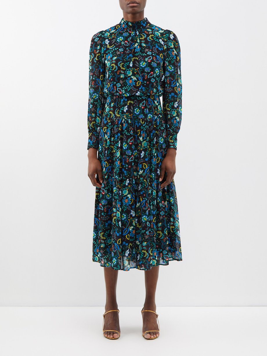 Black Lorni floral-print georgette dress | Cefinn | MATCHES UK