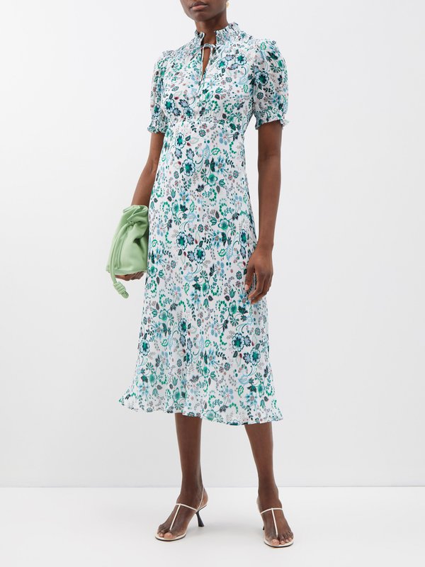 White Irina floral-print viscose midi dress | Cefinn | MATCHES UK