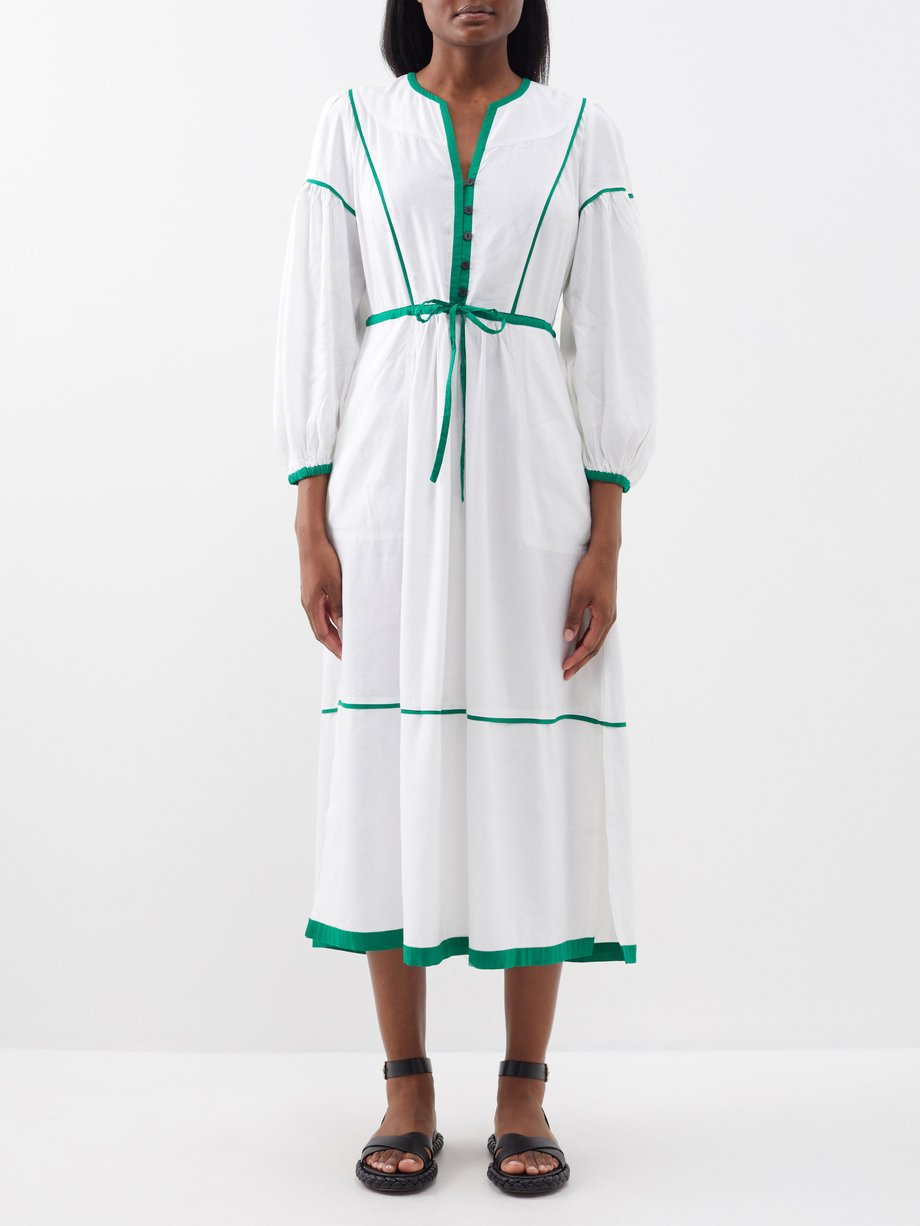 White Salone drawstring-waist linen-blend dress | Cefinn | MATCHES UK