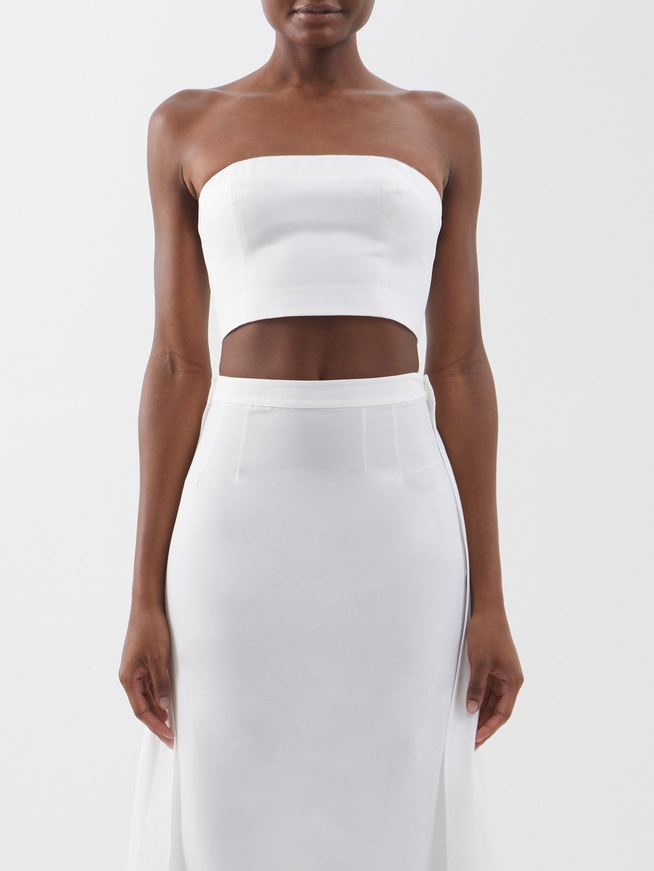 Victor royalty krise White Nyla cotton-blend bandeau top | Staud | MATCHESFASHION US