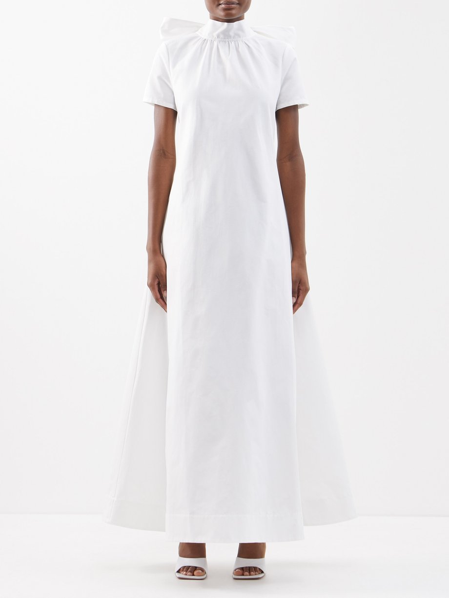 White Ilana bow-back grosgrain maxi dress | Staud | MATCHESFASHION UK
