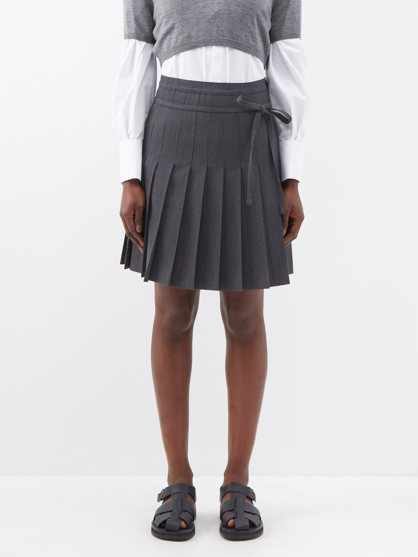 Haki pleated twill mini skirt | Altuzarra