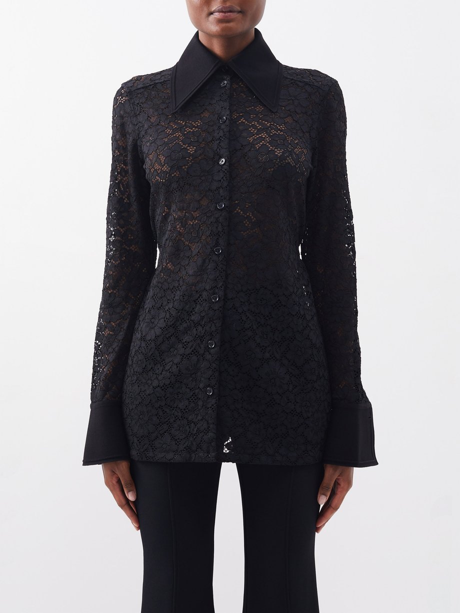 Black Floral stretch-lace shirt | Proenza Schouler | MATCHESFASHION UK
