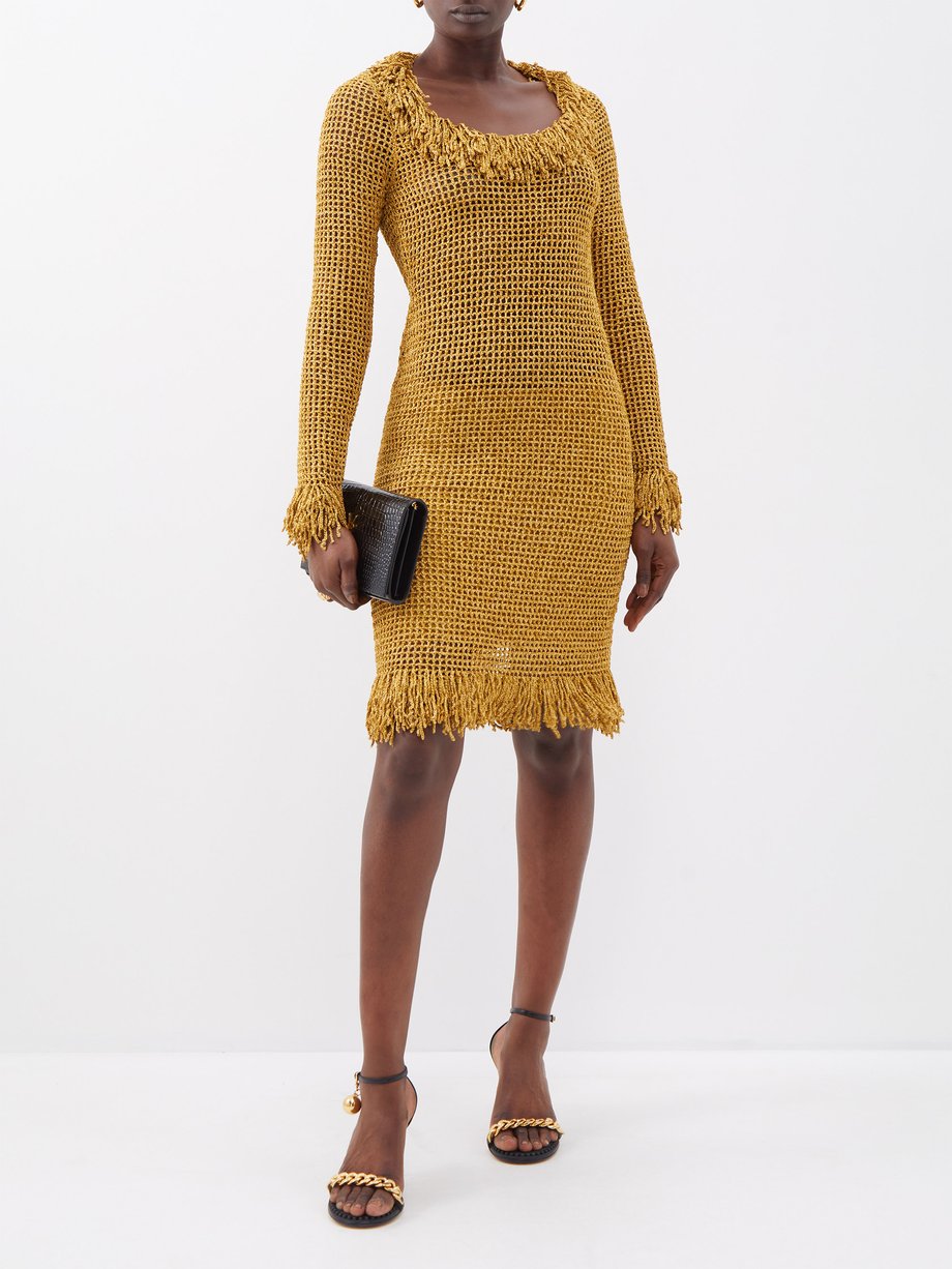 Crocheted fringed open knit dress video