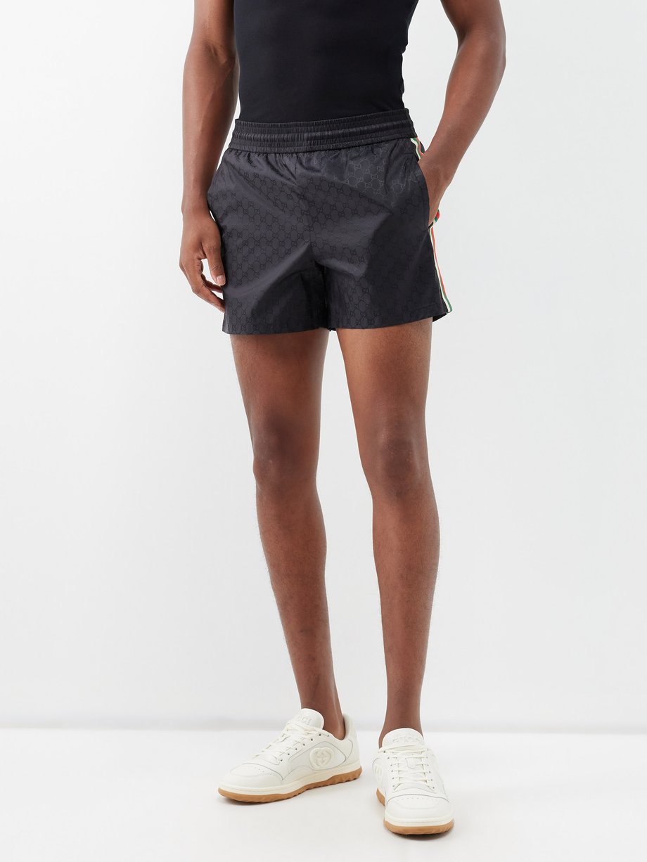 Black Web Stripe GG-Supreme swim shorts, Gucci