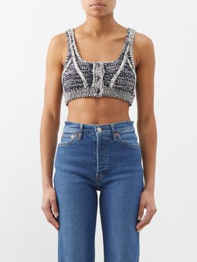 Re/Done Knitted-cotton bralette top