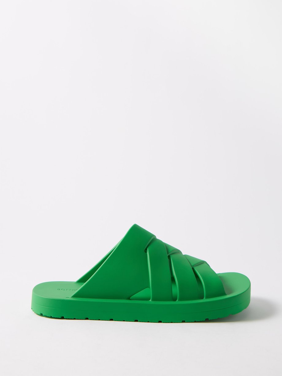 Green Intrecciato-rubber slides | Bottega Veneta | MATCHES UK