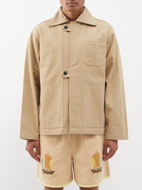 Bode Logo-embroidered cotton-twill jacket