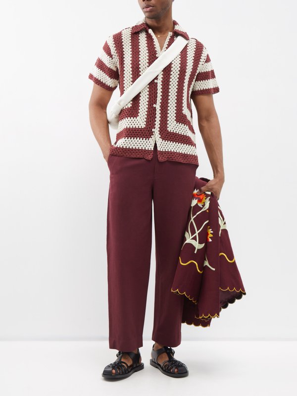 Red multi Flagship striped crochet-cotton shirt | Bode | MATCHES UK