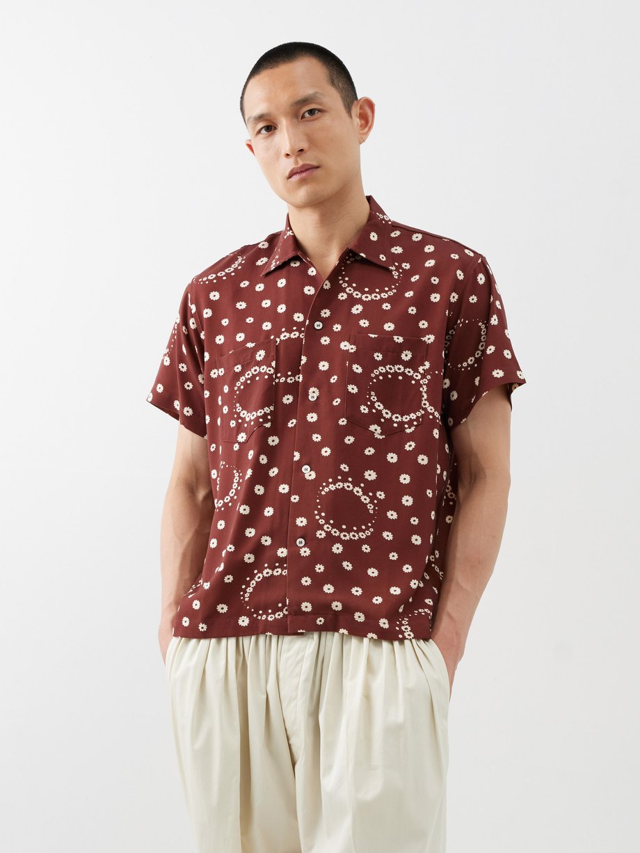 Brown Fleur D'Air floral-print short-sleeved shirt | Bode | MATCHES UK