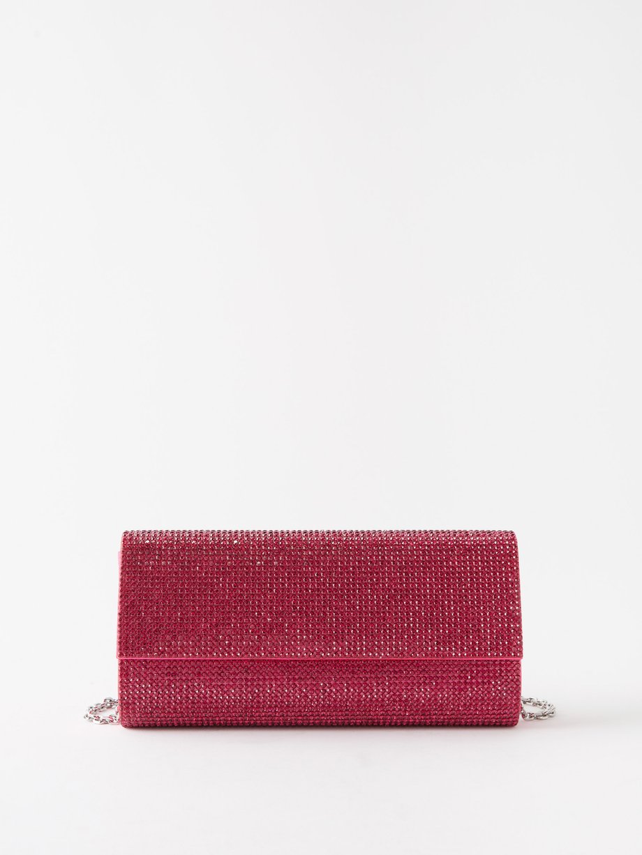 Pink Perry crystal-embellished satin clutch bag | Judith Leiber ...