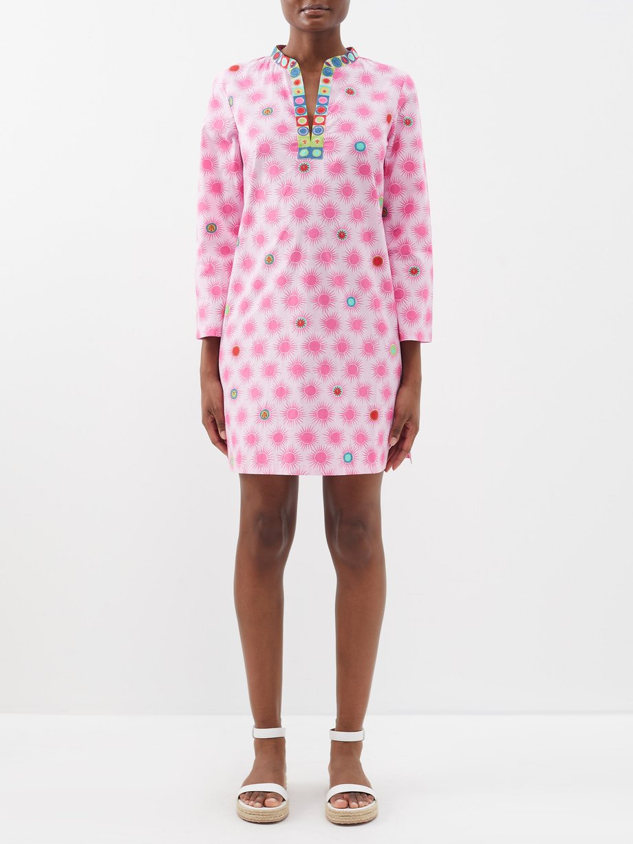 Pink Sarah Smile-print cotton kaftan | Emporio Sirenuse | MATCHES UK