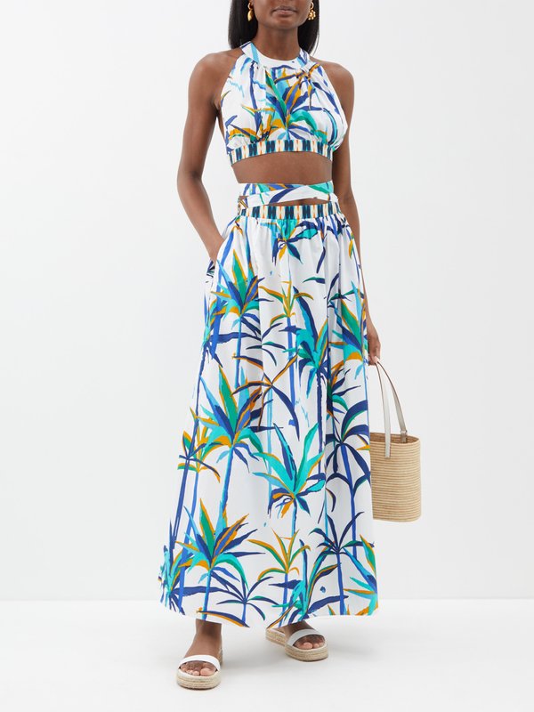 Emporio Sirenuse Alaia cutout tropical-print cotton maxi dress