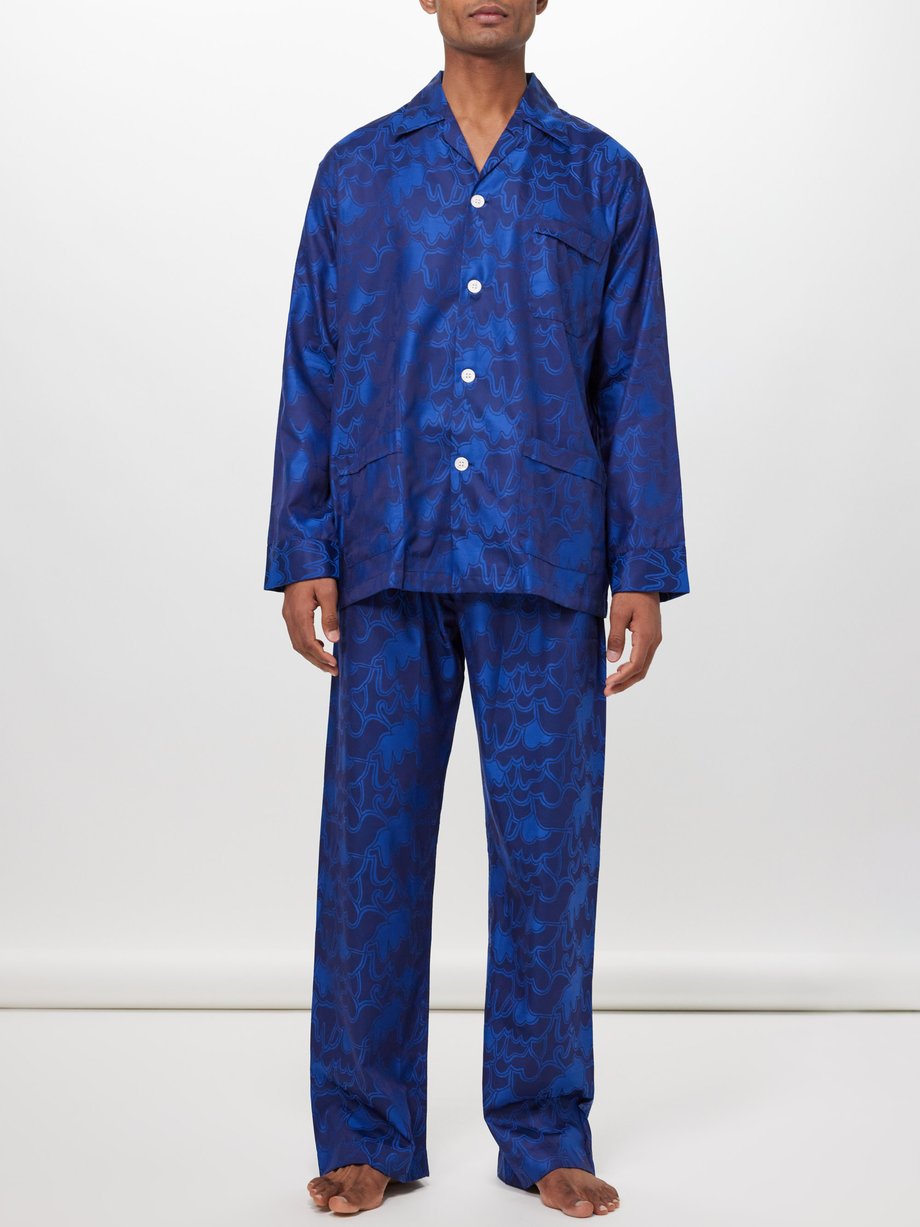 Derek Rose Pyjama en coton à imprimé Paris