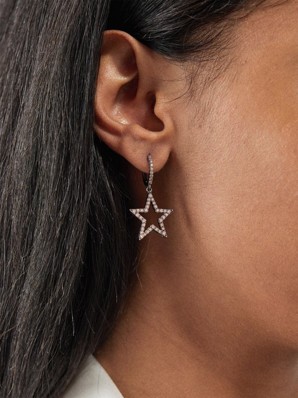 Rosa De La Cruz Boucles d'oreilles en or plaqué rhodium Star