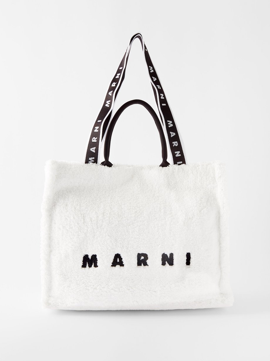 Logo-jacquard textured leather-trim tote bag