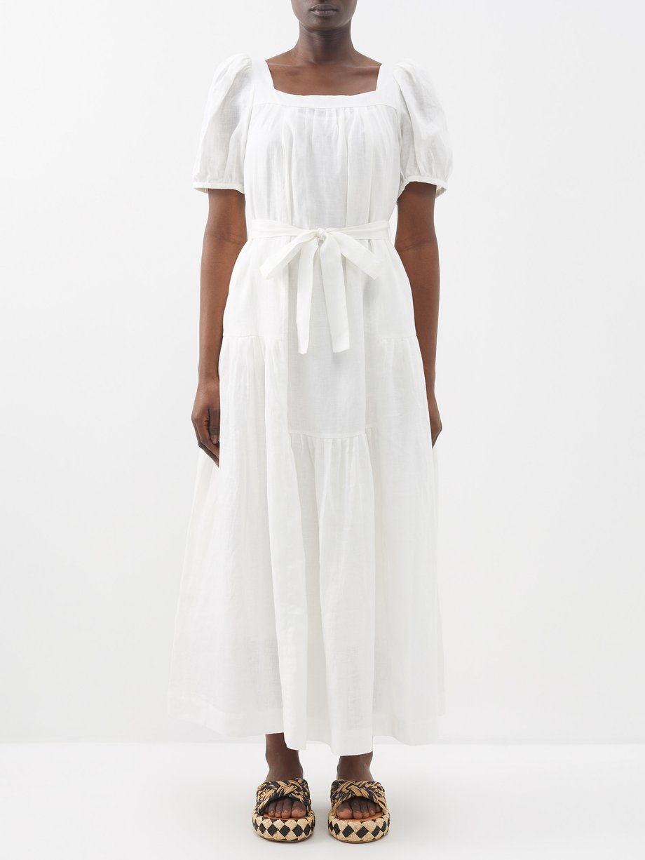 DMITRY Women's Made in Italy White Floral Linen Midi Shift Dress – Dmitry  Ties