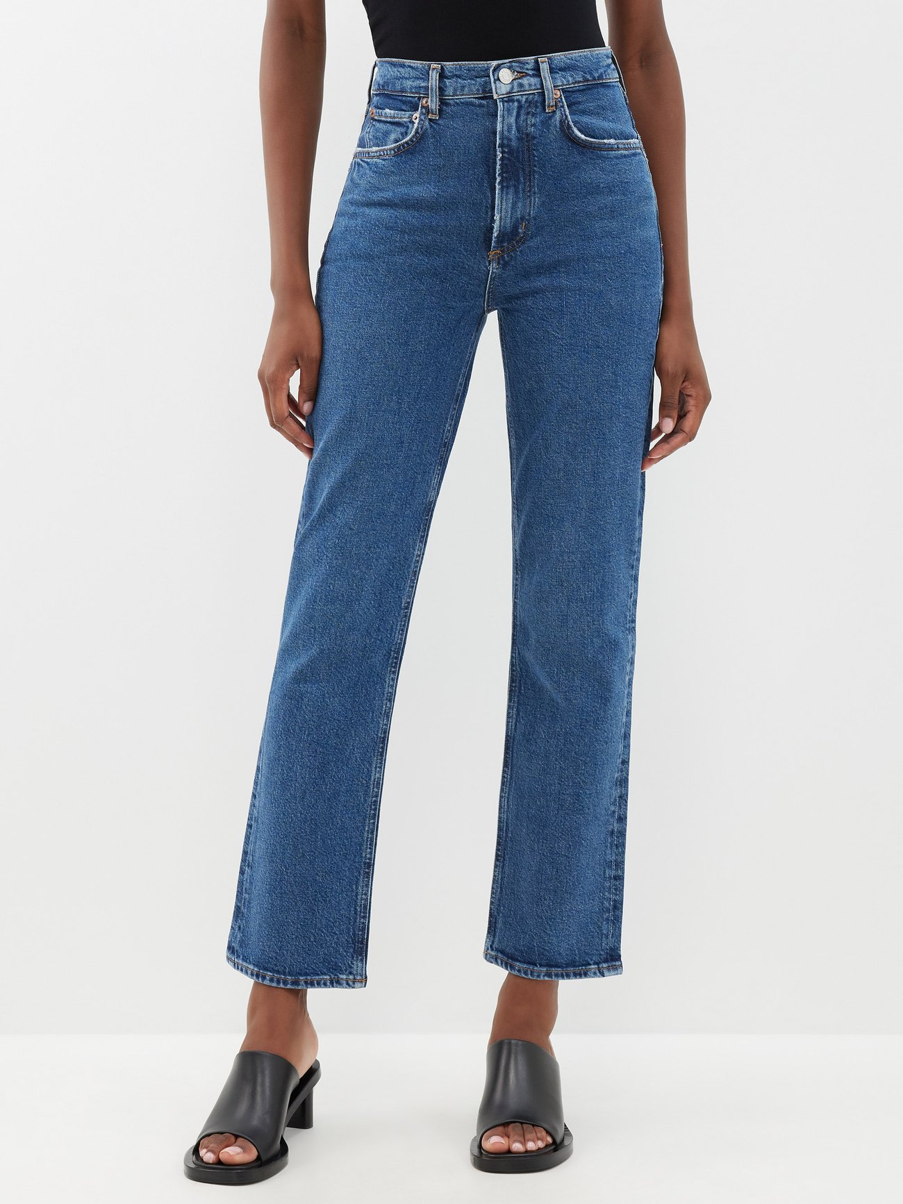 Blue High-rise stovepipe jeans | Agolde | MATCHES UK