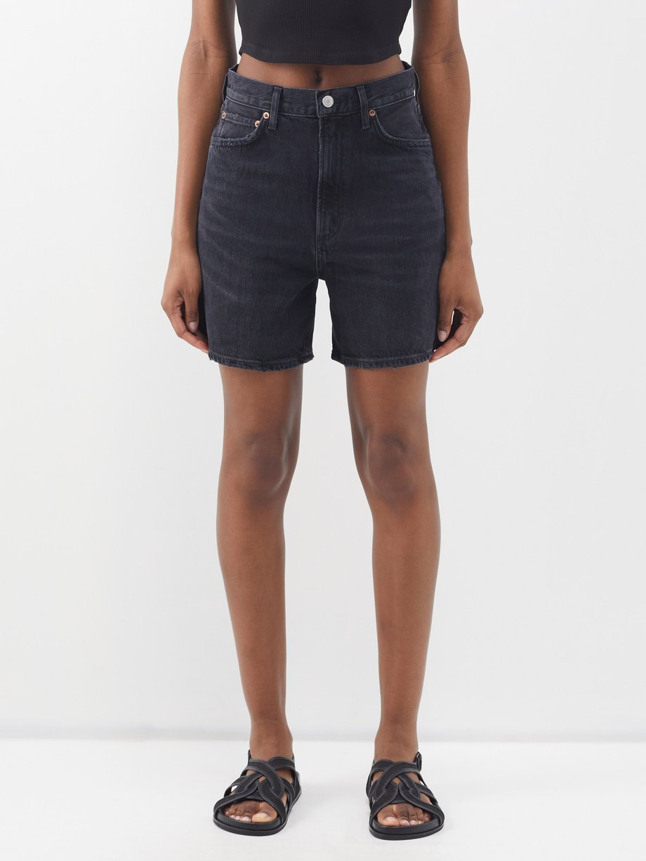 Black Stella organic-cotton denim shorts, Agolde