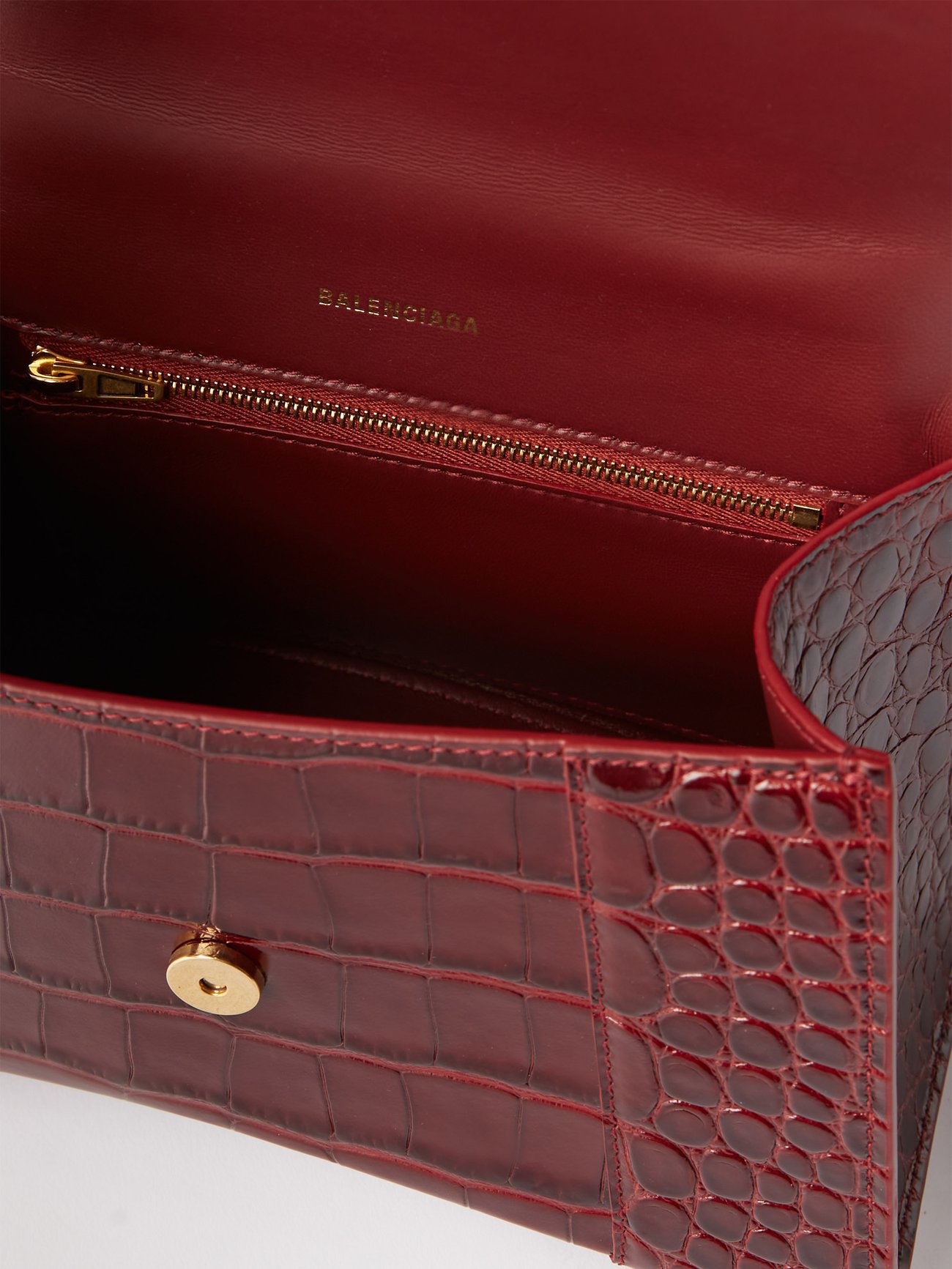 Balenciaga Luxury Bag Hourglass Graphity Red Bag In Crocodile Effect  Leather - Stylemyle