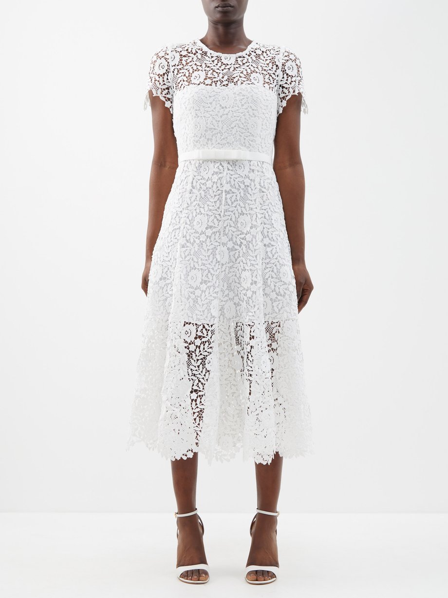 White Rose guipure-lace midi dress | Self-Portrait | MATCHES UK