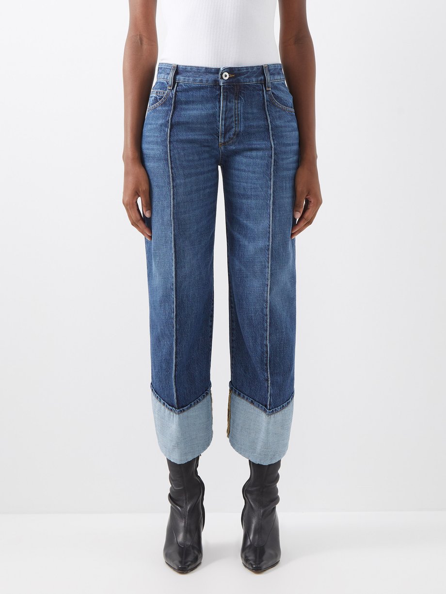 Blue Front-seam curved cropped jeans | Bottega Veneta | MATCHES UK