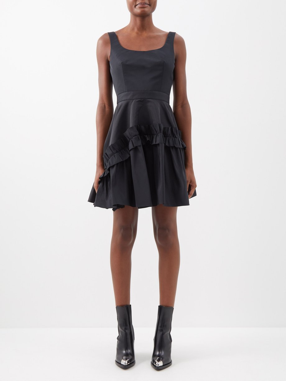 Black Scoop-neckline ruffled dress | Alexander McQueen | MATCHESFASHION US