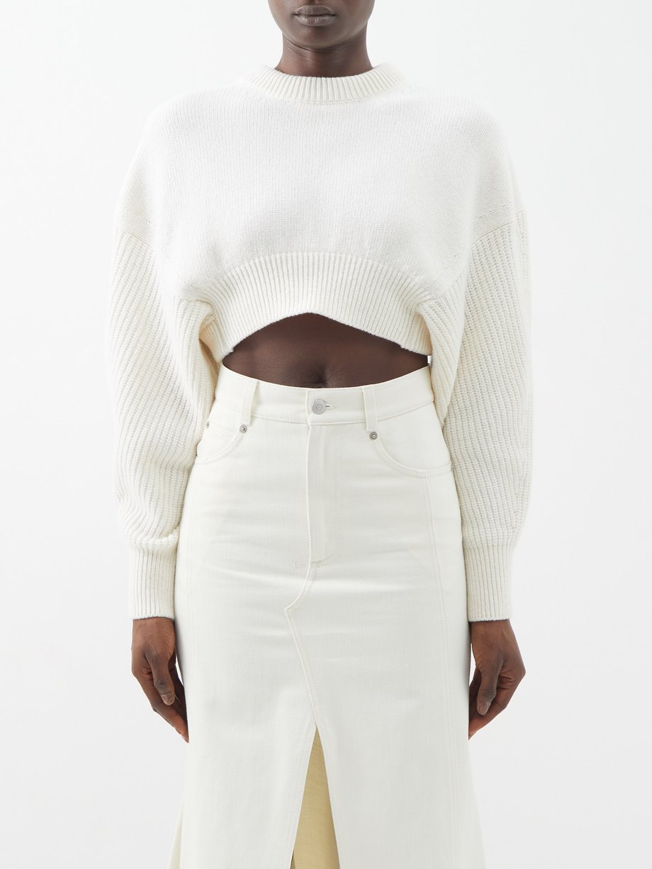 White Cropped wool sweater | Alexander McQueen | MATCHESFASHION US